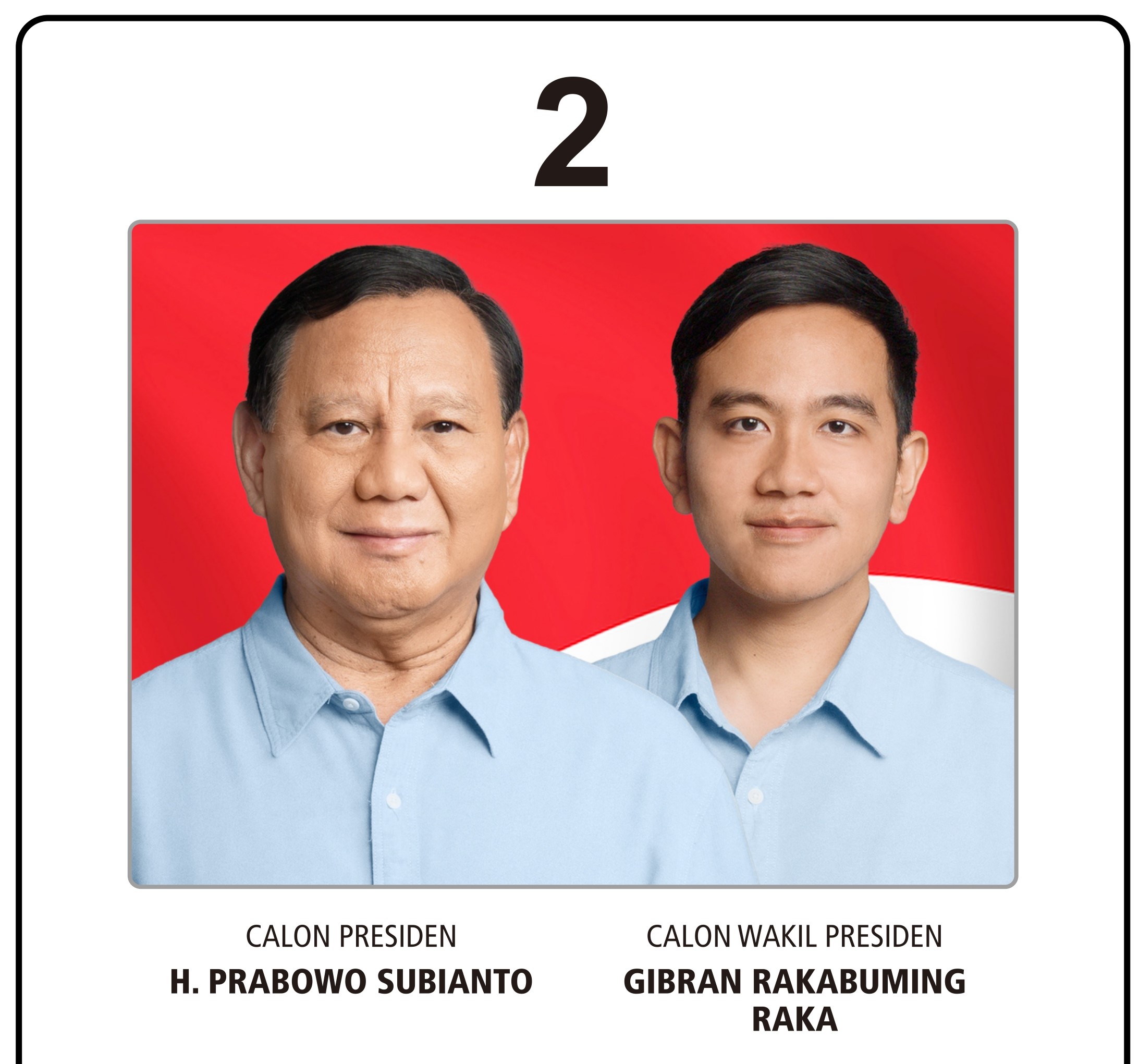 Nomor Urut 2 - Prabowo Subianto dan Gibran Rakabuming Raka